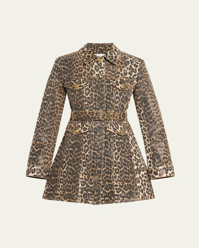 Leopard Foiled Denim Mini Dress